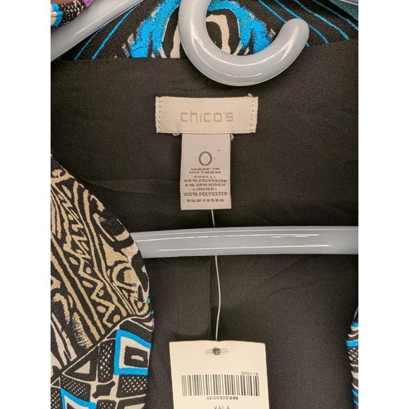 Chico's Women's Size 0 Small Blue Black Geometric Animal Print Blazer Jacket NWT - Picture 3 of 5